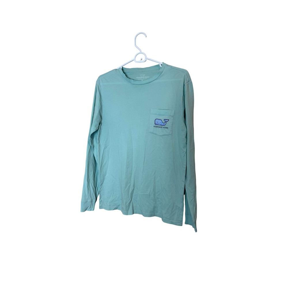 Vineyard Vines Shirt Mens XS Green Long Sleeve Whale Graphic Pocket Logo Tee‎